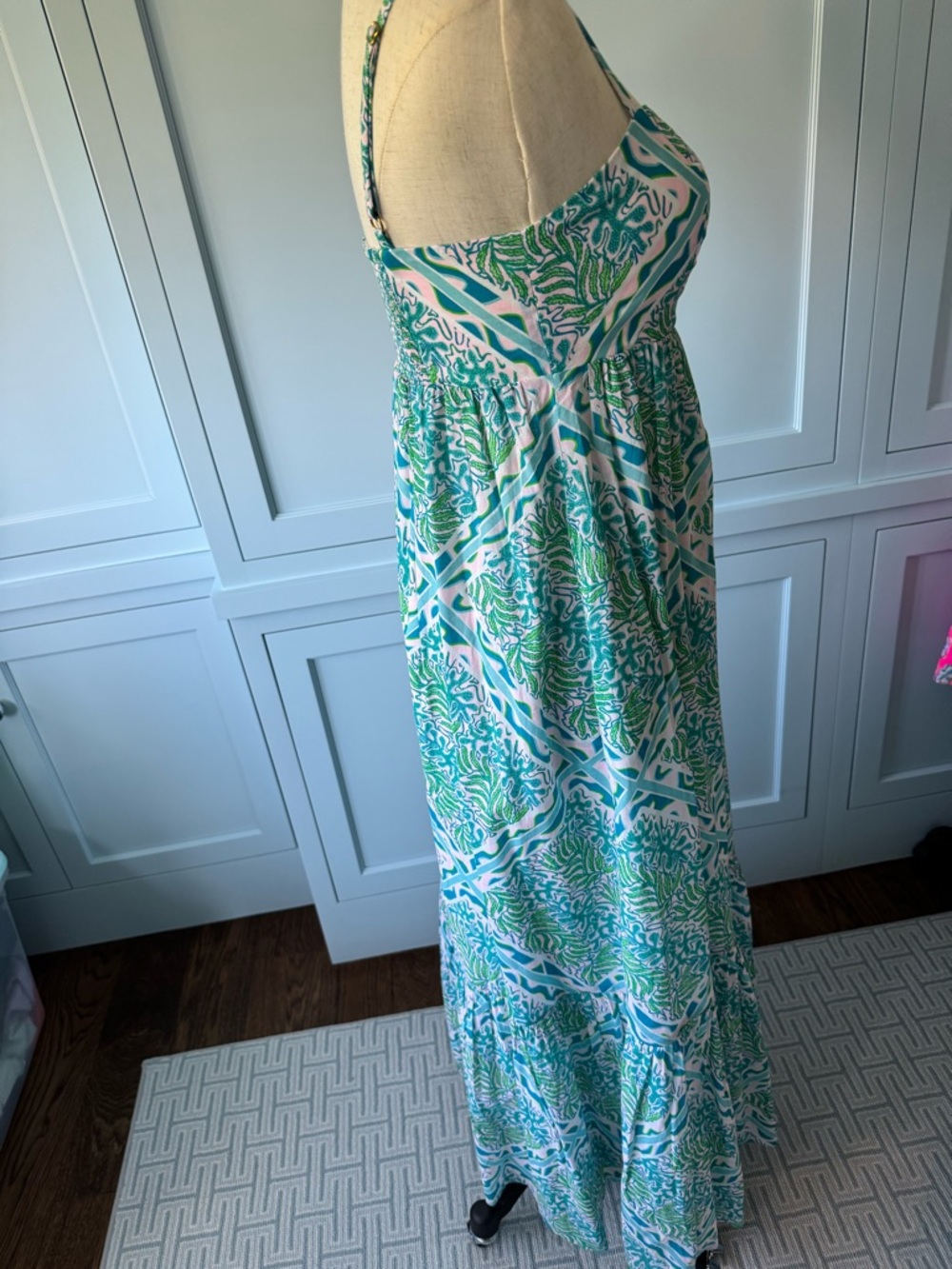 Like new Lilly Pulitzer maxi dress with Teal, pink, green pastels. - Picture 4 of 10